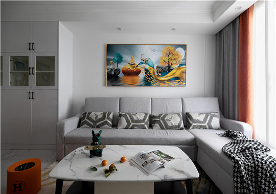桐乡米拉公寓现代风格二居室装修案例效果图