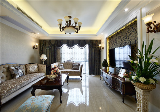 桐乡米拉公寓新古典风格三居室装修案例效果图